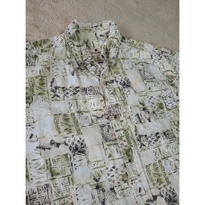 VTG Woolrich Mens Outdoor Fish Button Shirt beige Cotton Shirt LARGE